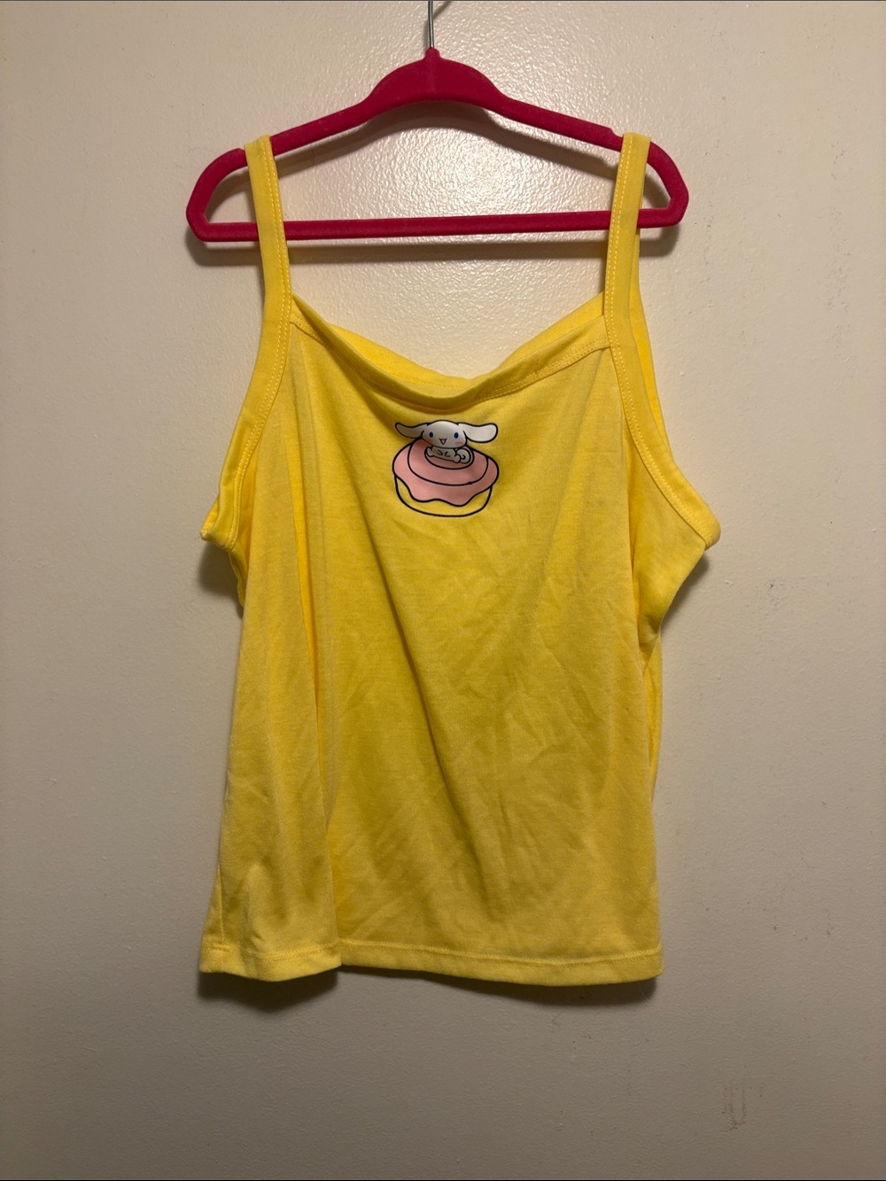 Girls size large yellow Cinnamaroll Print Spaghetti Strap Tank Top